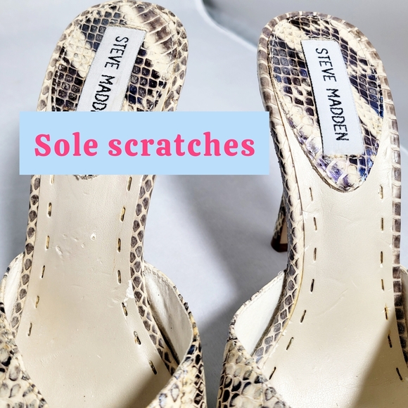 Steve Madden Snakeskin and Wood Women's Sandals Minor Flaw - Picture 6 of 13